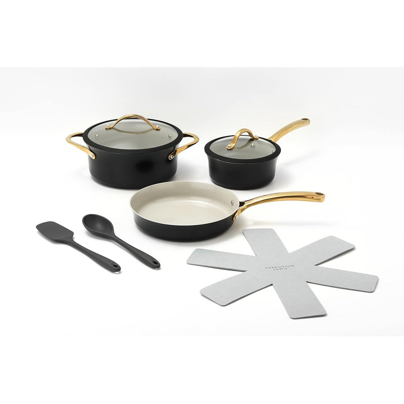 8 - Piece Non-Stick Aluminum Cookware Set, Black