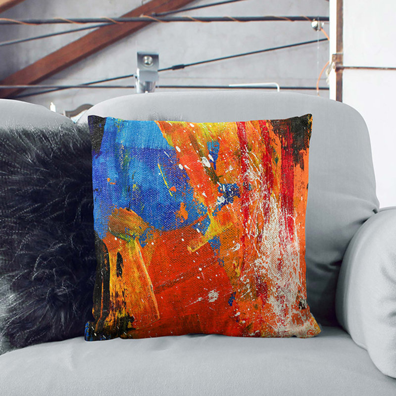 Abstract Square Throw Cushion, 40 x 40 cm, White