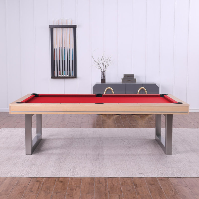 Table de billard en bois massif Harmony, 7 pi, Rouge, Chêne Naturel