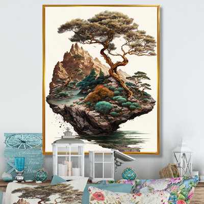 Bonsaï sur un rocher II - art mural moderne sur toile