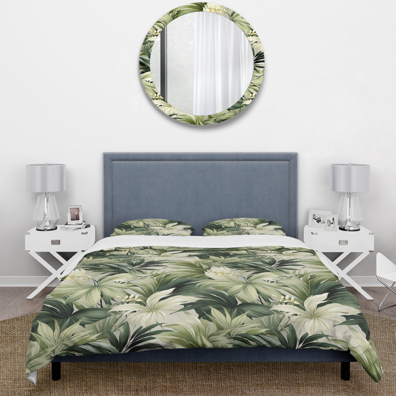 Ensemble de housse de couette à motif tropical tropique neutre, Housse de couette pour très grand lit et 2 très