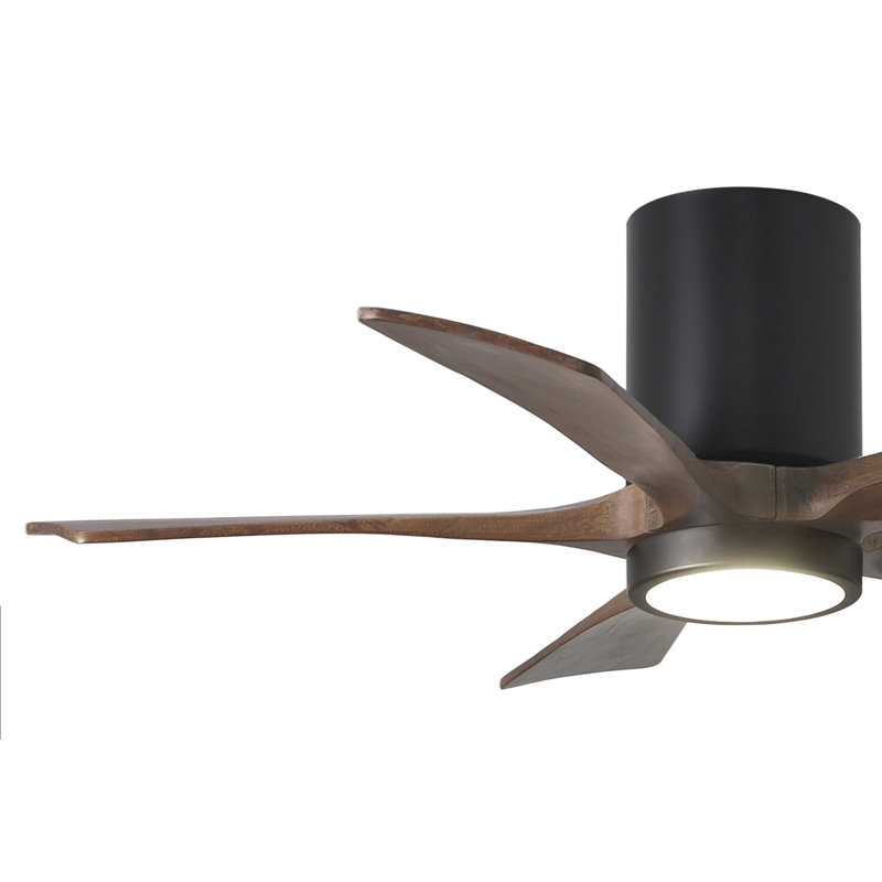 Irene Flushmount Light Kit 5 Blade LED Ceiling Fan, Matte Black, 42", Walnut Tone