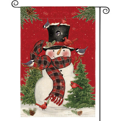 Colorlife Snowman With Scarf Christmas Garden Flag 12X18 Inch Double Sided, Cardinal Winter Farmhouse Yard Outdoor Decorative Flag