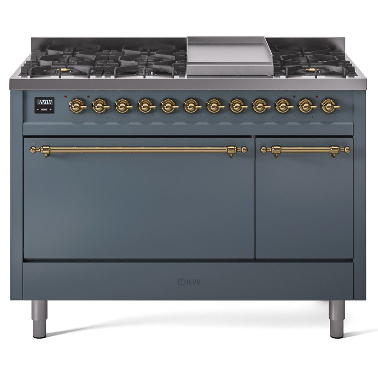 ILVE Nostalgie II 48 in Dual Fuel Range, 8 Burner, Griddle