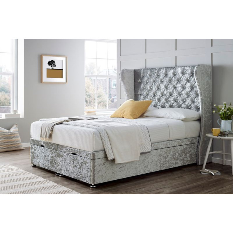 Divan Bed with 54" Floorstanding Headboard, Silver, Super King (6')