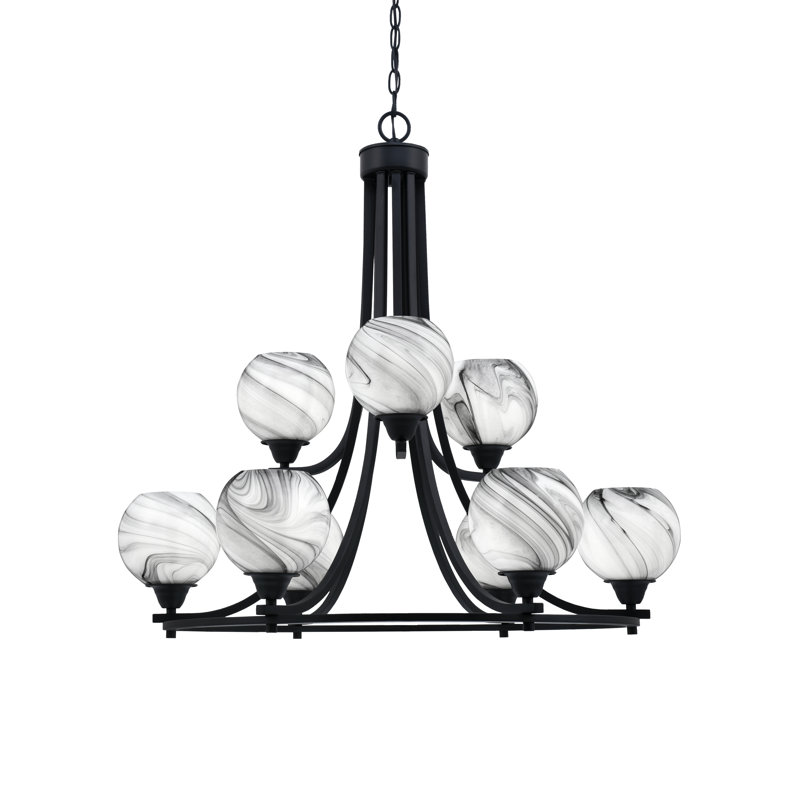 Paramount 9 Light Uplight Chandelier, Gray/White