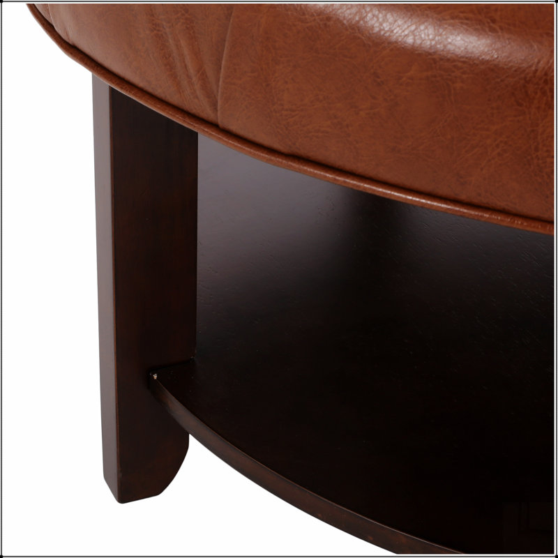 ROUND OTTOMAN, Light Brown