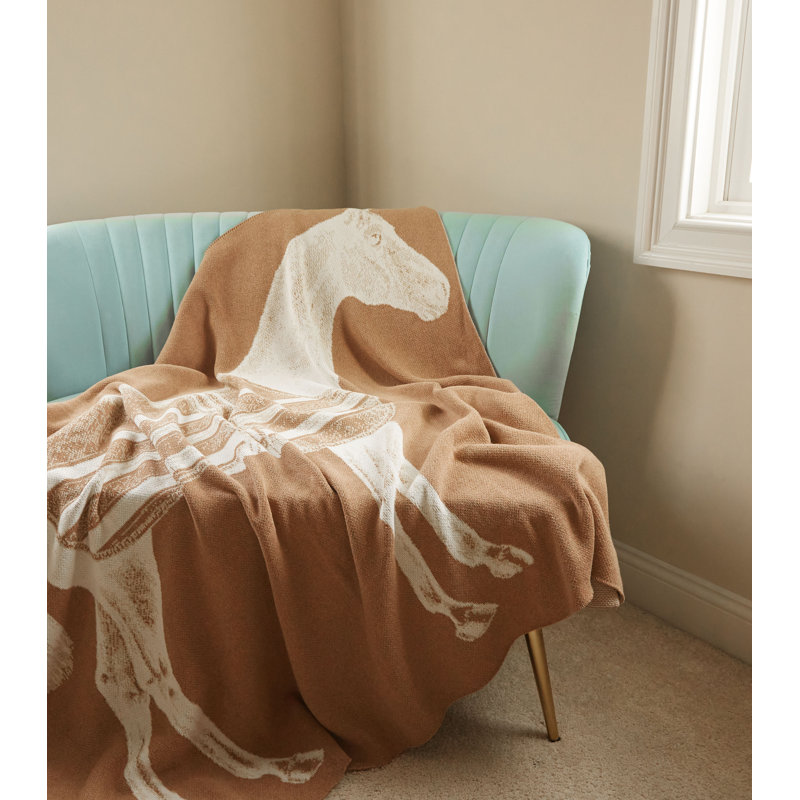 Jeté en mélange de coton animal, Brun