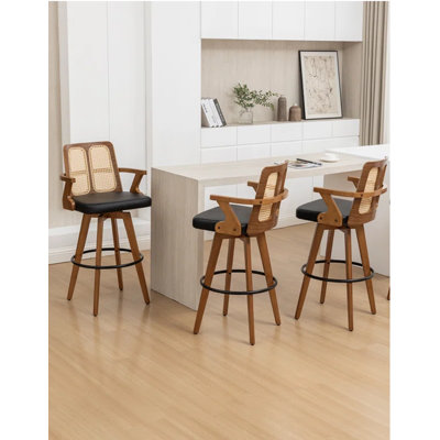 Swivel Yes Upholstered Faux Leather Bar Stool