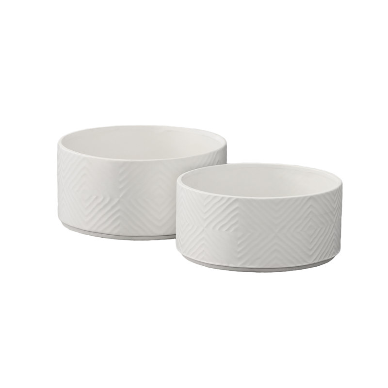 Céramique ronde large pot blanc mat