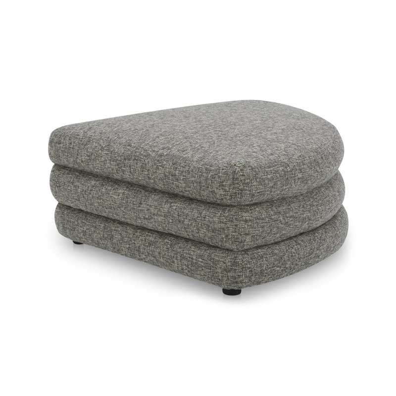Donia Upholstered Accent Stool, Stone Tweed