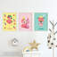 Kids Bedroom Nursery Cute Flamingo Bird Party Ballerina - 3 Piece No Frame Print Set-88622337