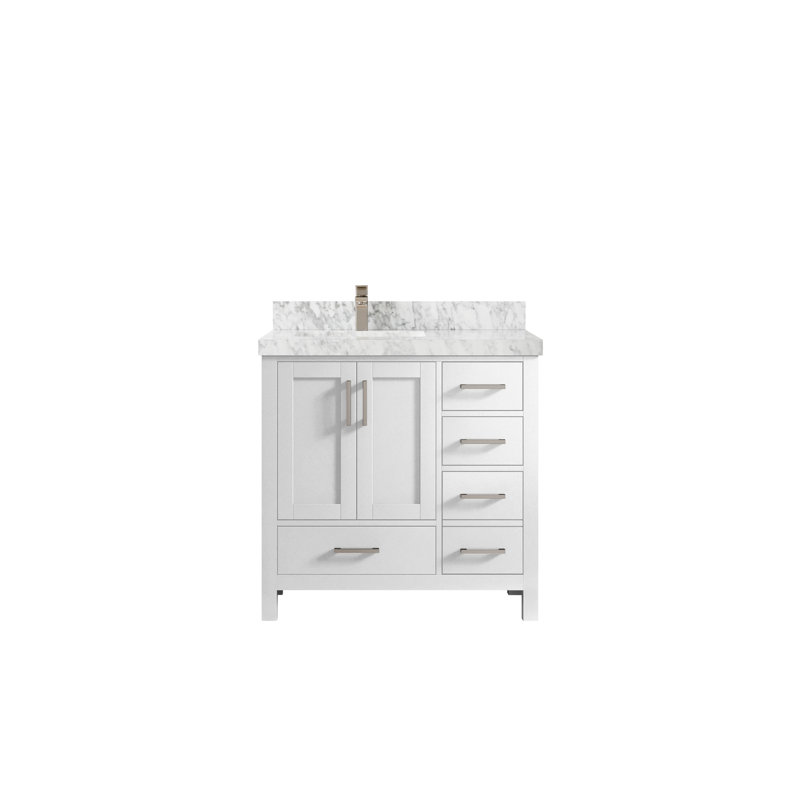 Flavell 72" W x 22" D 36" H 2 Bathroom Vanity, Carrara Marble, White