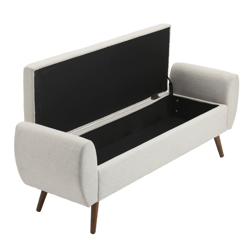 Alamo Upholstered Storage Bench, Beige Linen