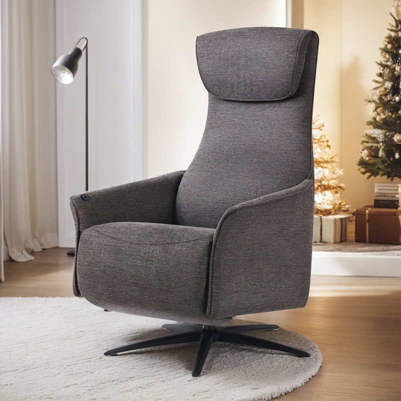 Dual Motor Power Swivel Recliner Chair with Airbag Massage, USB & Type-C Modern Accent Chair, Dark Gray