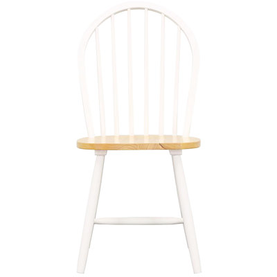 Rustic Chairs  4  - Natural Brown And White, Design 4 Seat, White Spindle Back Feature