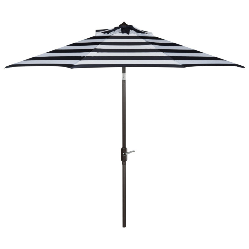 100.79'' Outdoor Umbrella, Navy/White, Brown