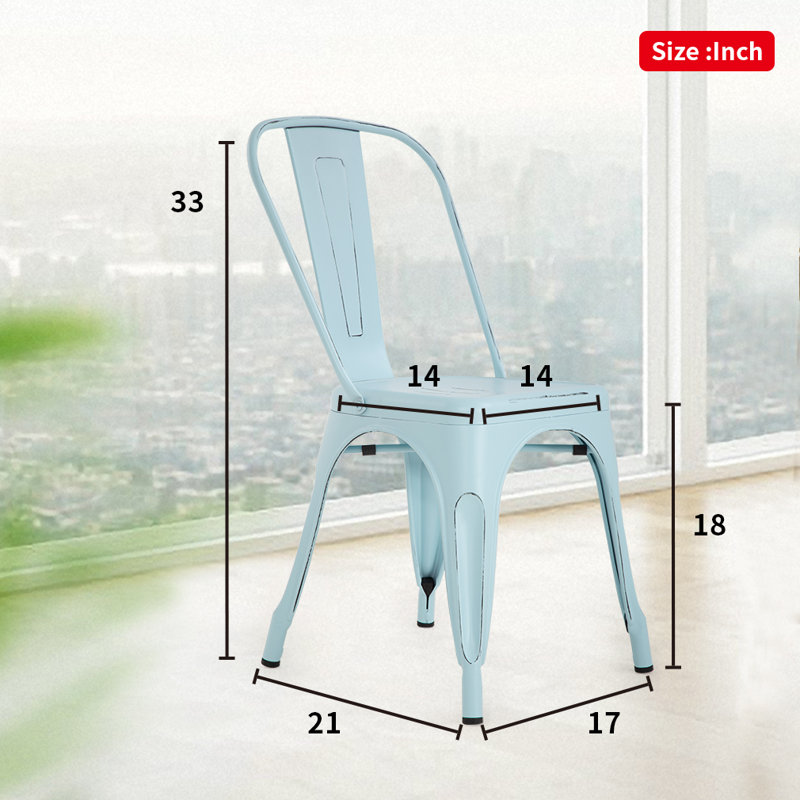 Metal Dining Chairs Set of 4 Indoor Outdoor Patio 18 Inch Seat Height Restaurant Stackable 330LBS Weight Capacity Kitchen Side Bar Chairs