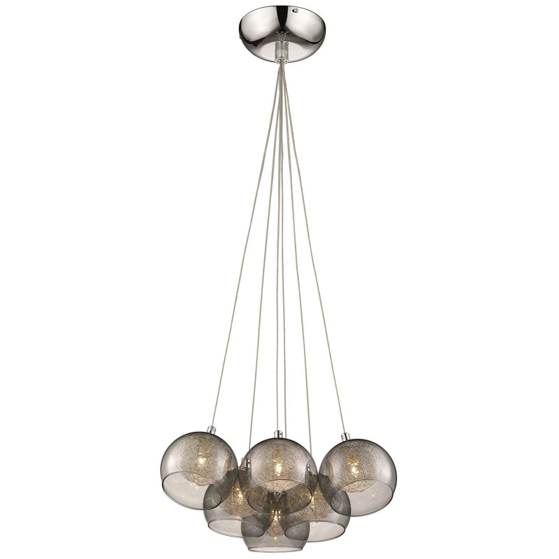 Theodore 6 - Light Glass/Aluminium Cluster Pendant