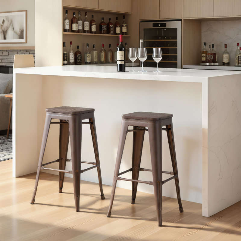  Christie 30" Stackable Bar Stools, Antique/Espresso, Bar Stool (30.25" Seat Height)