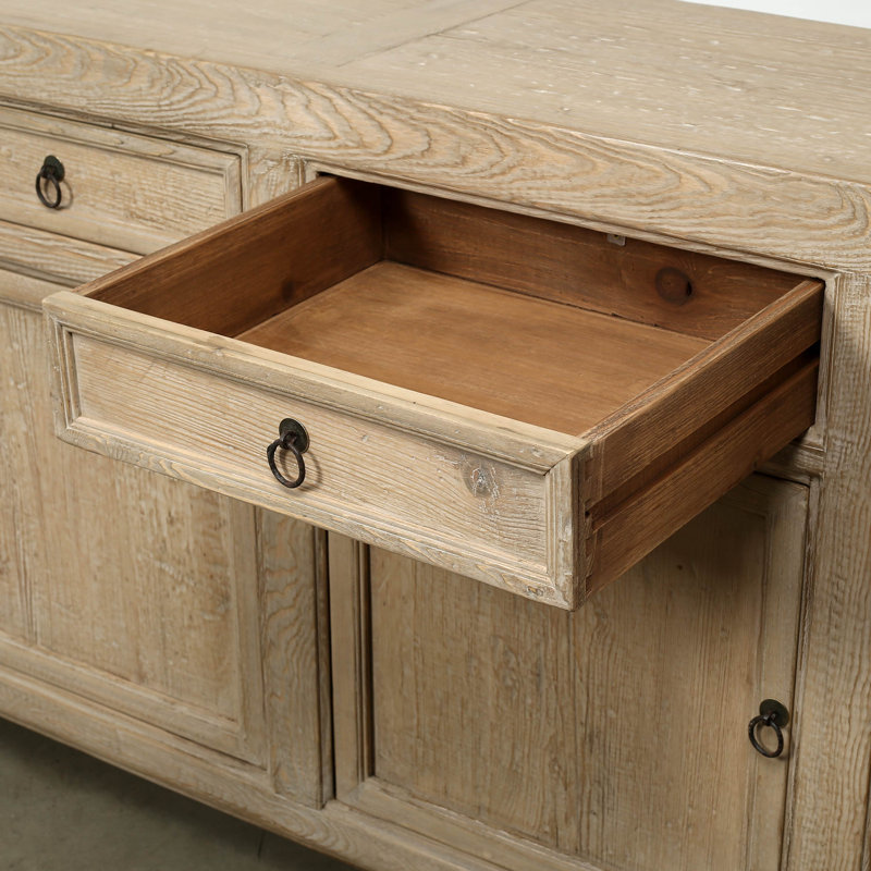 Buffet quatre tiroirs vieilli naturel 93 x 18 x 35 H, Naturel