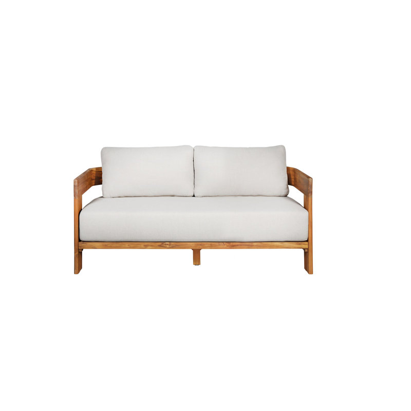 Ezykiel 72.5'' Wide Rectangle Loveseat with Cushions, Gray, Natural