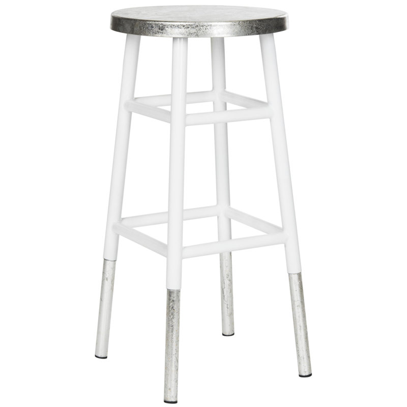 Tabouret de bar et de comptoir Amiaha, Blanc, Tabouret de bar (assise de 30 po de hauteur), Argent