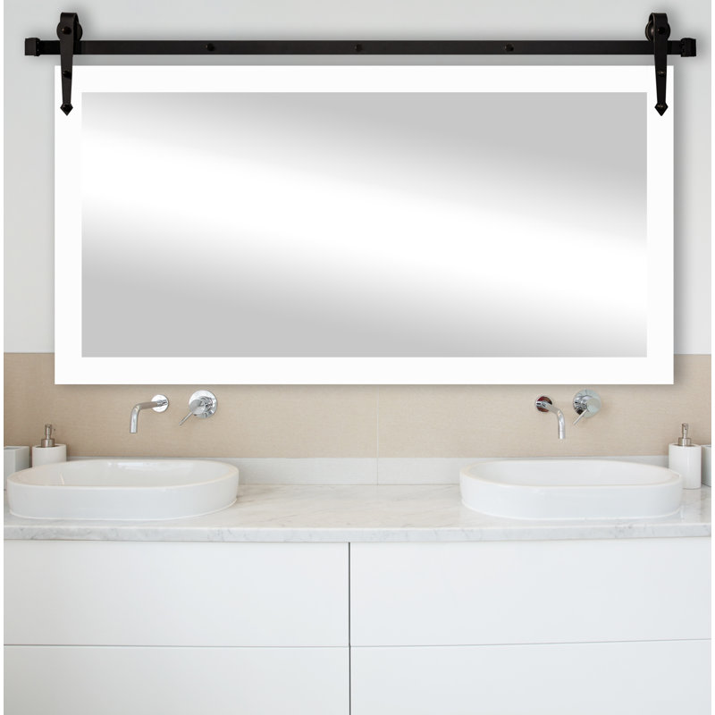 Miroir de salle de bain Neidig, H 30 po x l 65 po, Blanc