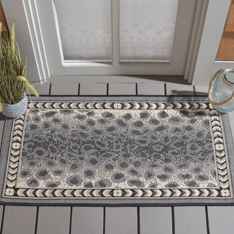 Gray and Black Animal Print Indoor/Outdoor Rug