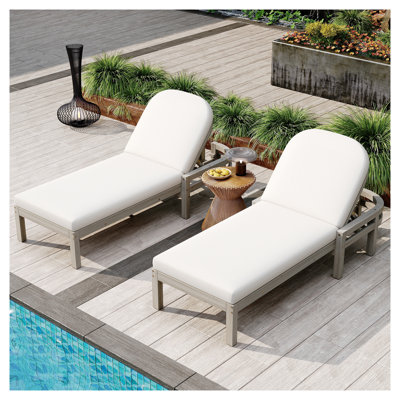 Ensemble de 2 chaises longues d'extérieur en bois d'acacia avec finition résistante aux intempéries TREXM