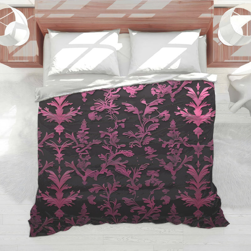 Pink Floral Damask Comforter, Twin Extra Long