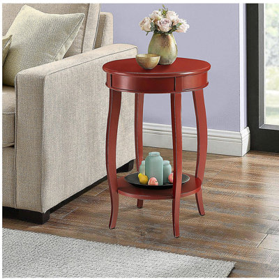Table d'appoint ronde rouge avec tablette inférieure