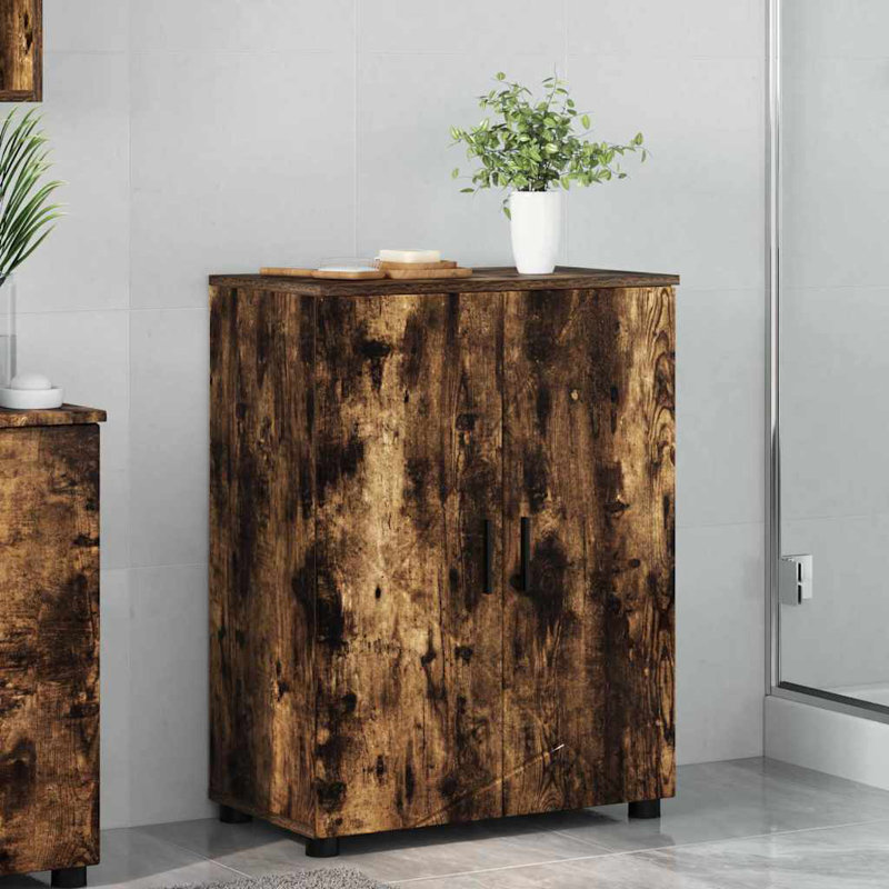 60cm Bathroom Vanity Base Only, Smoked Oak