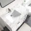Meuble-lavabo autoportant 36 po Anvay en blanc mat avec plateau en marbre de Carrare-895541830-889296418