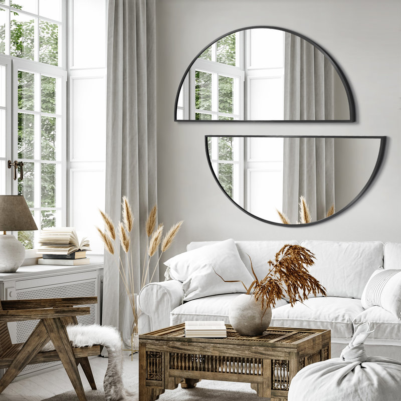 Metal Wall Mirror(set Of 2), Black, 20" x 40"