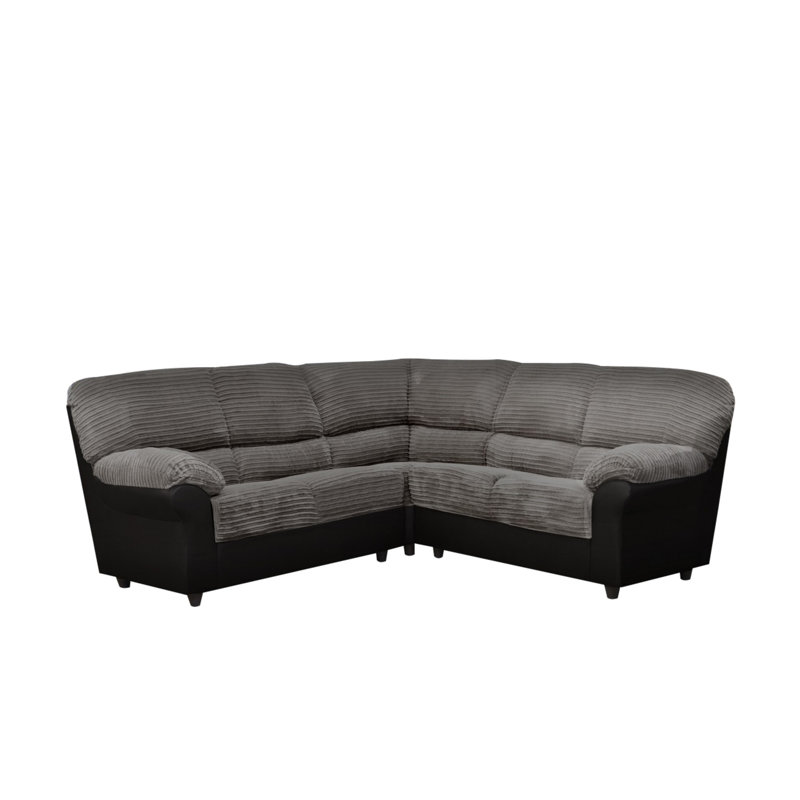 Orchard Lane 4 Seater Corduroy Corner Sofa , Black/Grey
