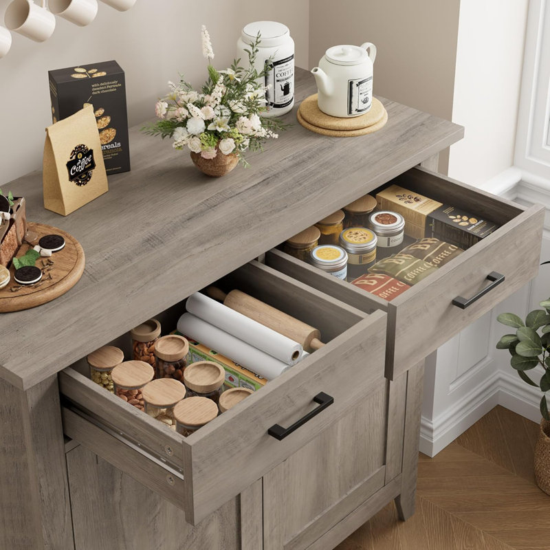 Armoire de rangement moderne avec 2 tiroirs, Gris