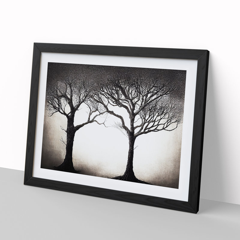 Eye Catching Trees - Single Picture Frame Painting, 46cm H x 64cm W x 2cm D, Black