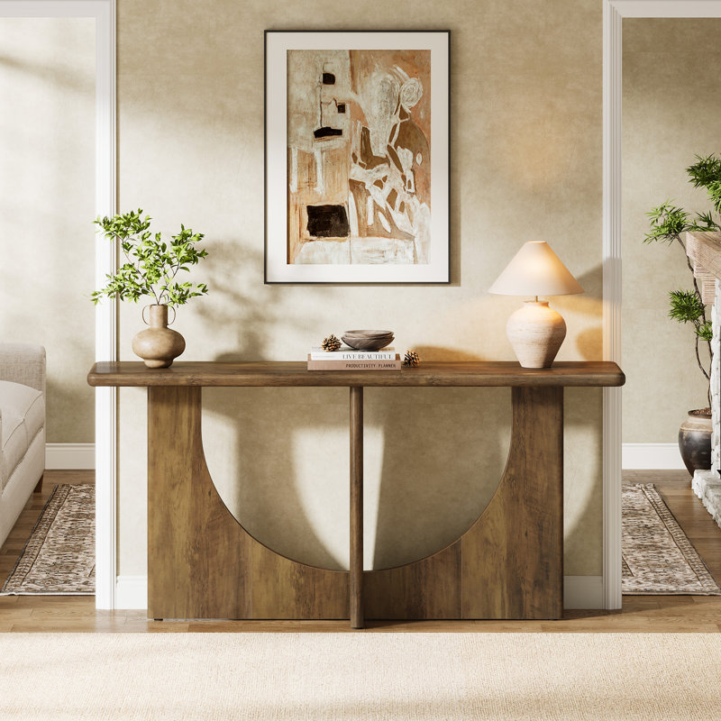 71-inch Console Table For Entryway, Farmhouse Entryway Table With Sturdy Geometric Frame For Living Room, Foyer, Entrance, Rustic Brown