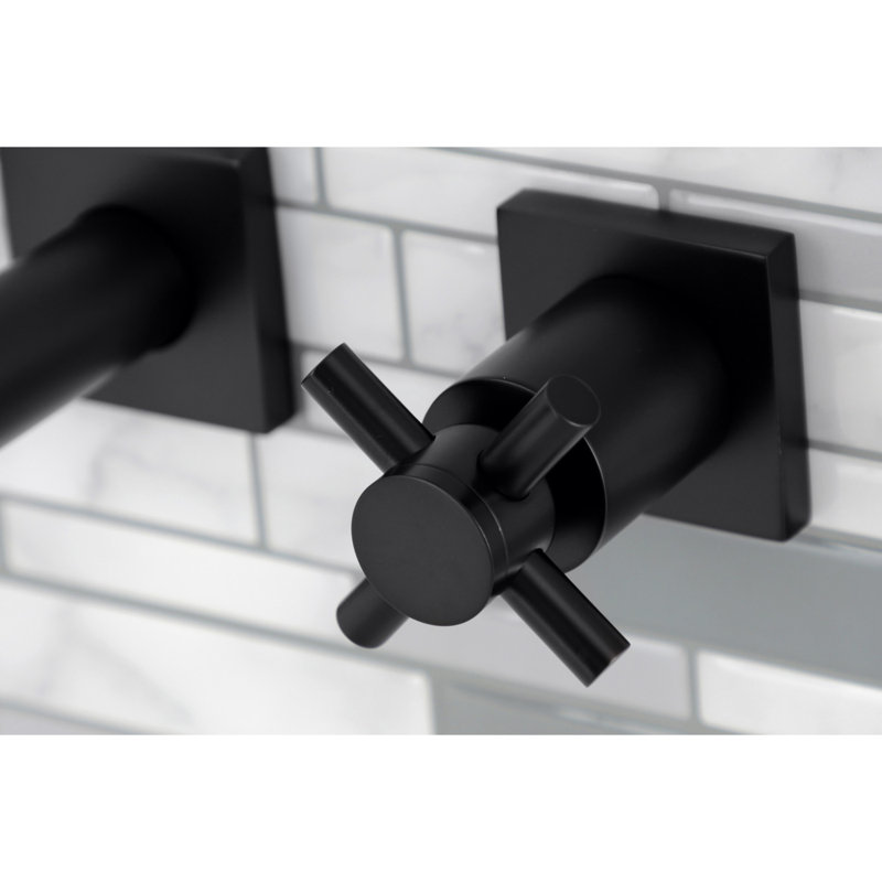 Robinet de salle de bain mural Concord, Noir mat, Croix
