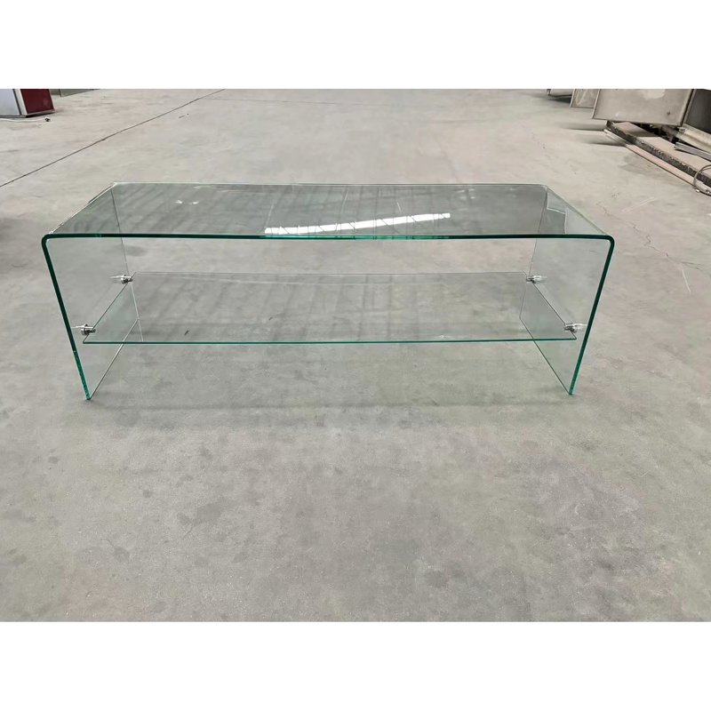 Console de télévision, meuble télé en verre transparent, meuble télé en verre trempé transparent