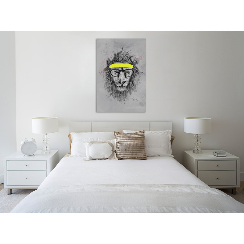 «Hipster Lion», toile tendue par Balazs Solti, H 24 po x l 16 po x P 1,5 po