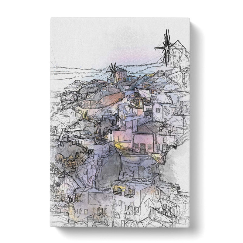 The Santorini Skyline In Greece In Abstract - Wrapped Canvas Print, 91cm H x 60cm W x 3cm D