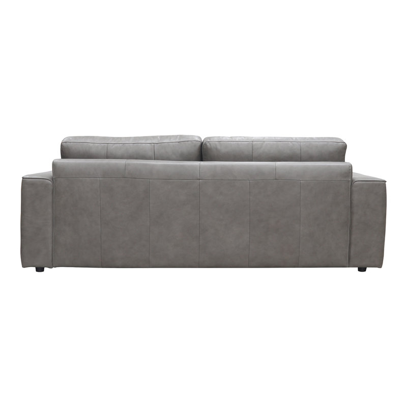 89" Genuine Leather Square Arm Sofa Bed, Gray