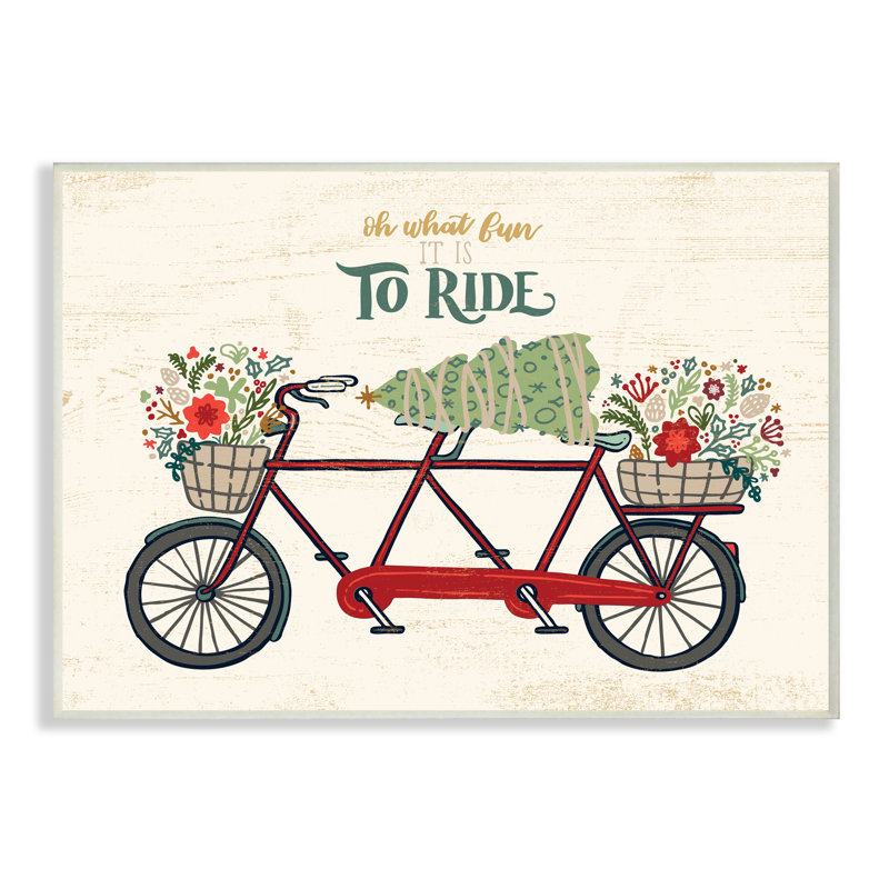 Vélo tandem «Oh What Fun Christmas Sentiments», Bois naturel, H 10 po x l 15 po