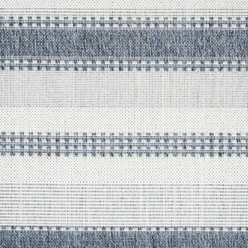 Tapis intérieur / extérieur à rayures Howle Tripoli Mateo, bleu foncé / crème, Rectangle 7 pi 10 po x 10 pi 2 po
