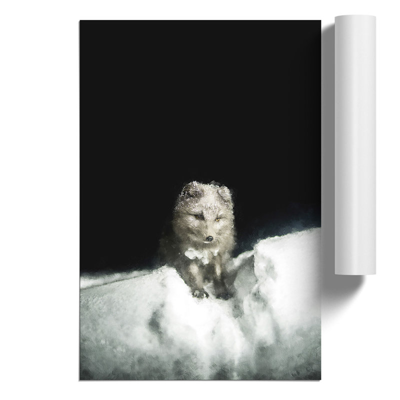 Arctic Snow Fox Painting - Frameless Print, 30cm H x 21cm W x 0.1cm D