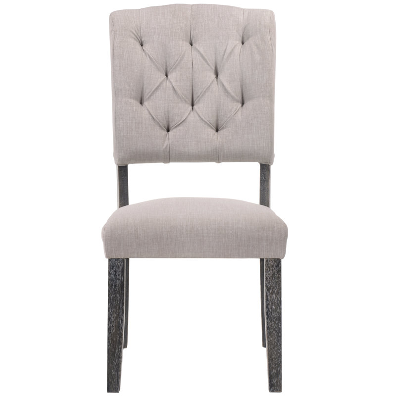 Ensemble de 2 chaises d'appoint en lin beige et chêne gris vieilli, Gris