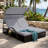Contemporary Steel Frame Outdoor Sun Lounger with Adjustable Backrest, Double Patio Daybed, Curved Canopy, Side Table for Backyard Pool Deck-129692273