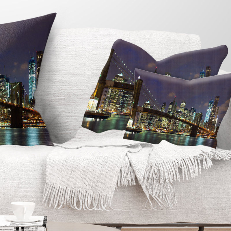 Coussin lombaire panoramique cityscape brooklyn bridge
